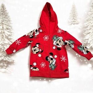 Kids Red Minnie Mouse Christmas Hooded Jacket 3T